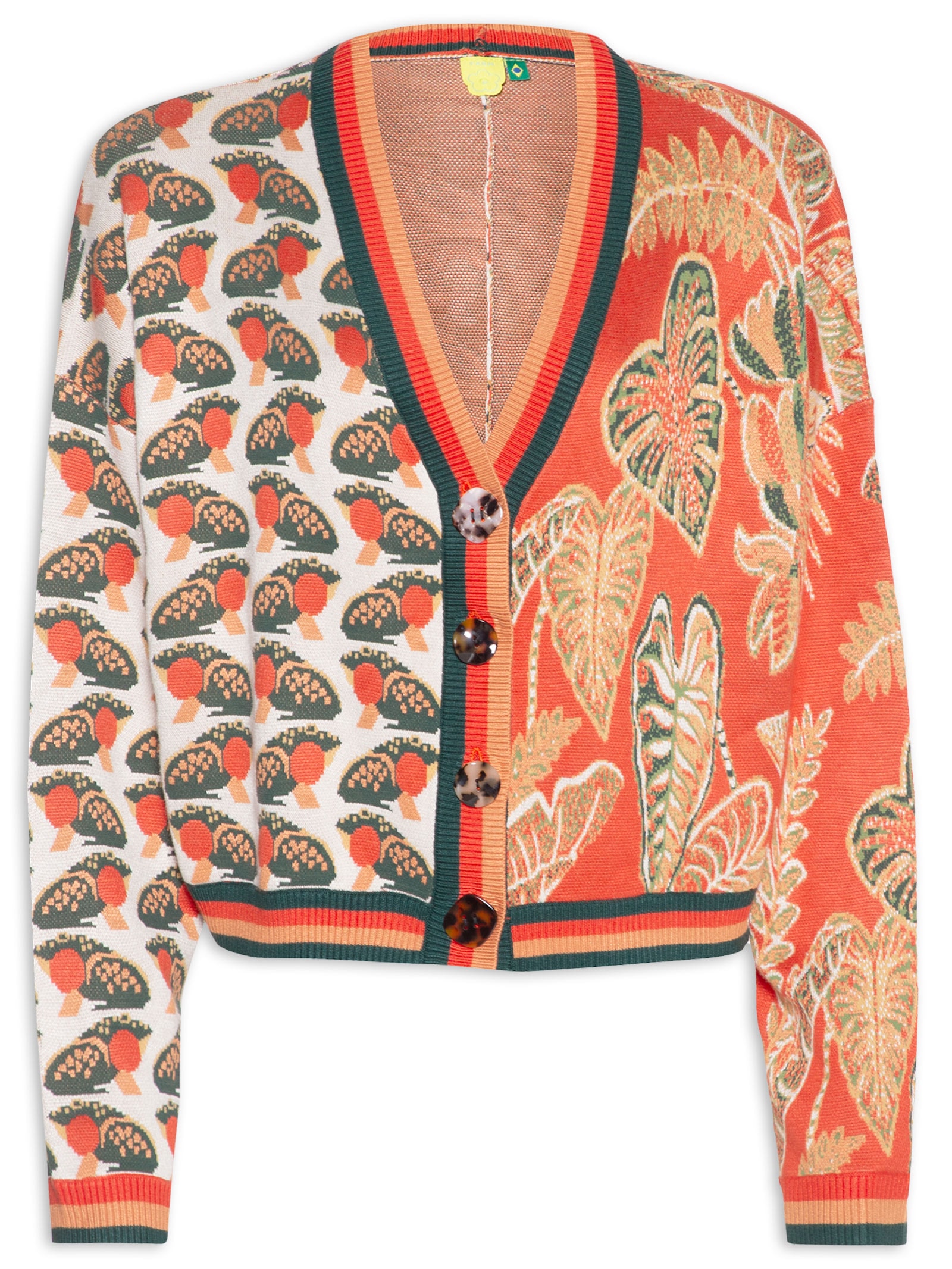 Cardigan Tricot Meio A Meio Sapoa - Laranja - Farm