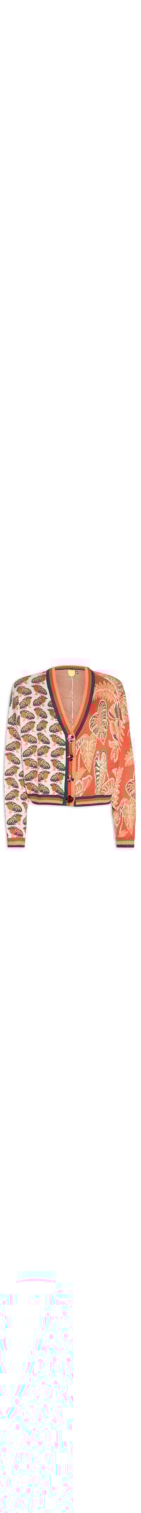 Cardigan Tricot Meio A Meio Sapoa - Laranja