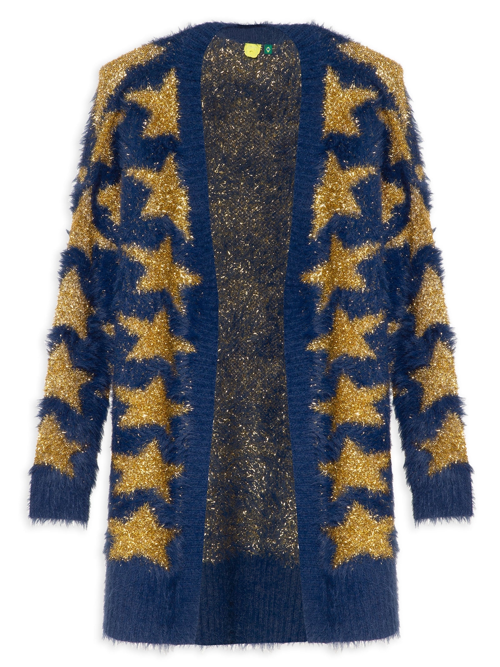 Cardigan Tricot Pelinho Estrelas Azul Farm