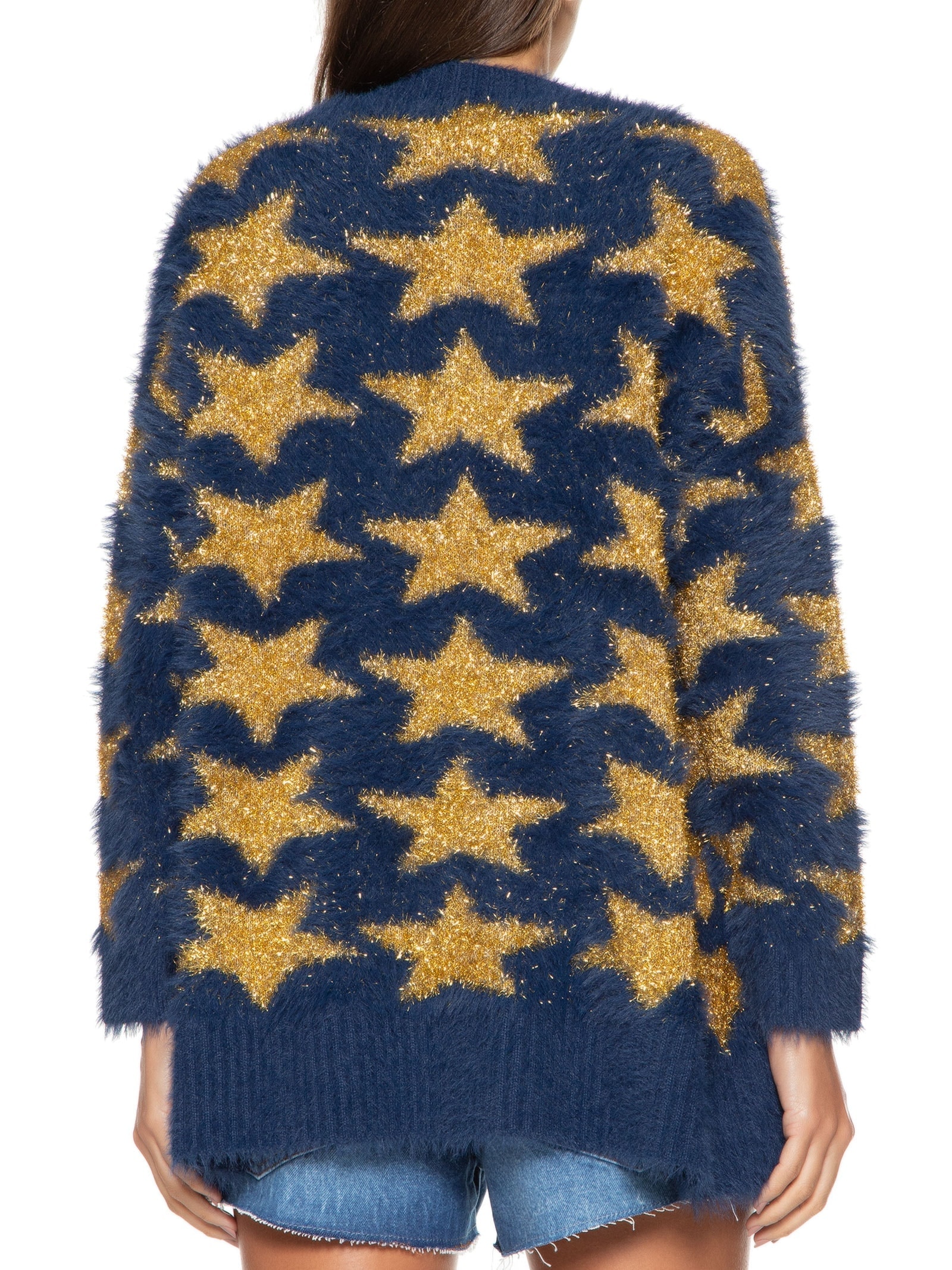 Cardigan Tricot Pelinho Estrelas Azul Farm