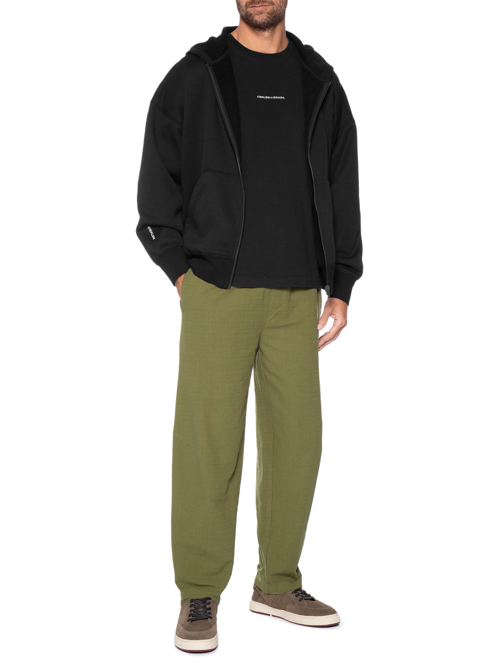 Casaco de Moletom Masculino com Capuz Double Preto Osklen