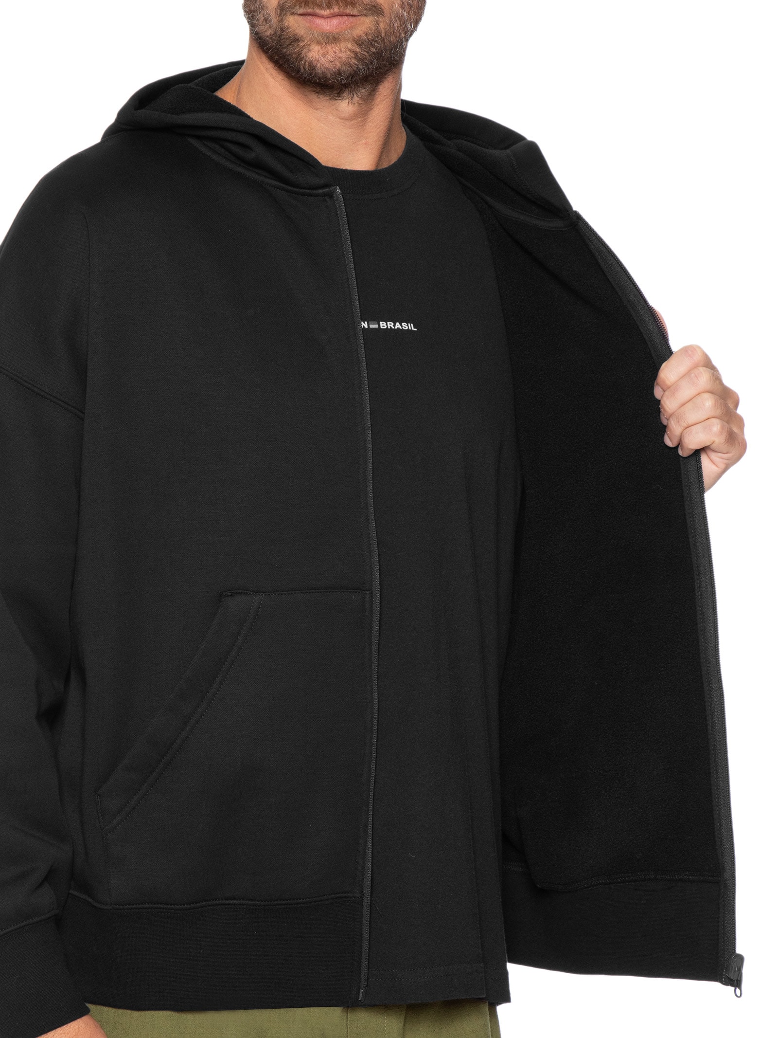 Casaco de Moletom Masculino com Capuz Double – Preto Osklen