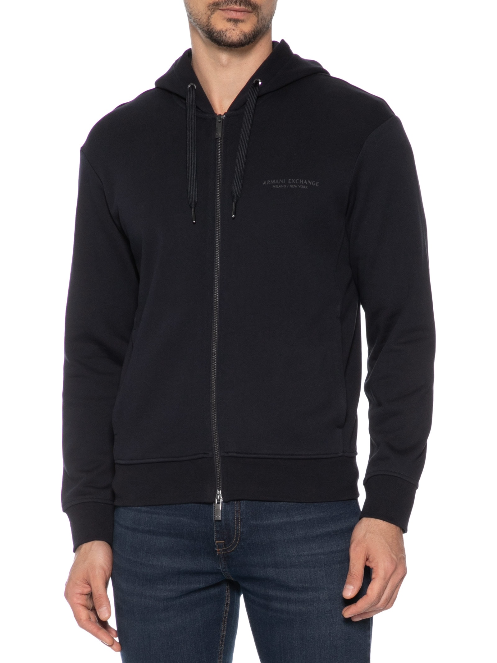 Casaco De Moletom Masculino Com Capuz Logo Azul Armani Exchange