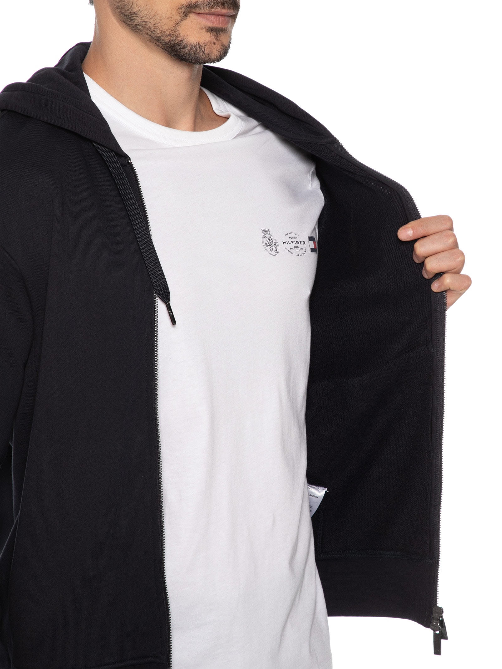 Casaco De Moletom Masculino Com Capuz Logo Azul Armani Exchange