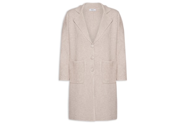 Casaco Feminino Alongado Com Bolsos - Bege