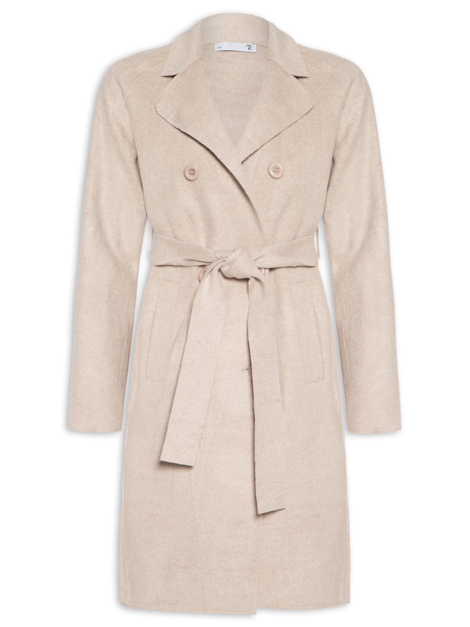 Casaco Feminino Alongado Com Bolsos Frontais Bege '2Essential