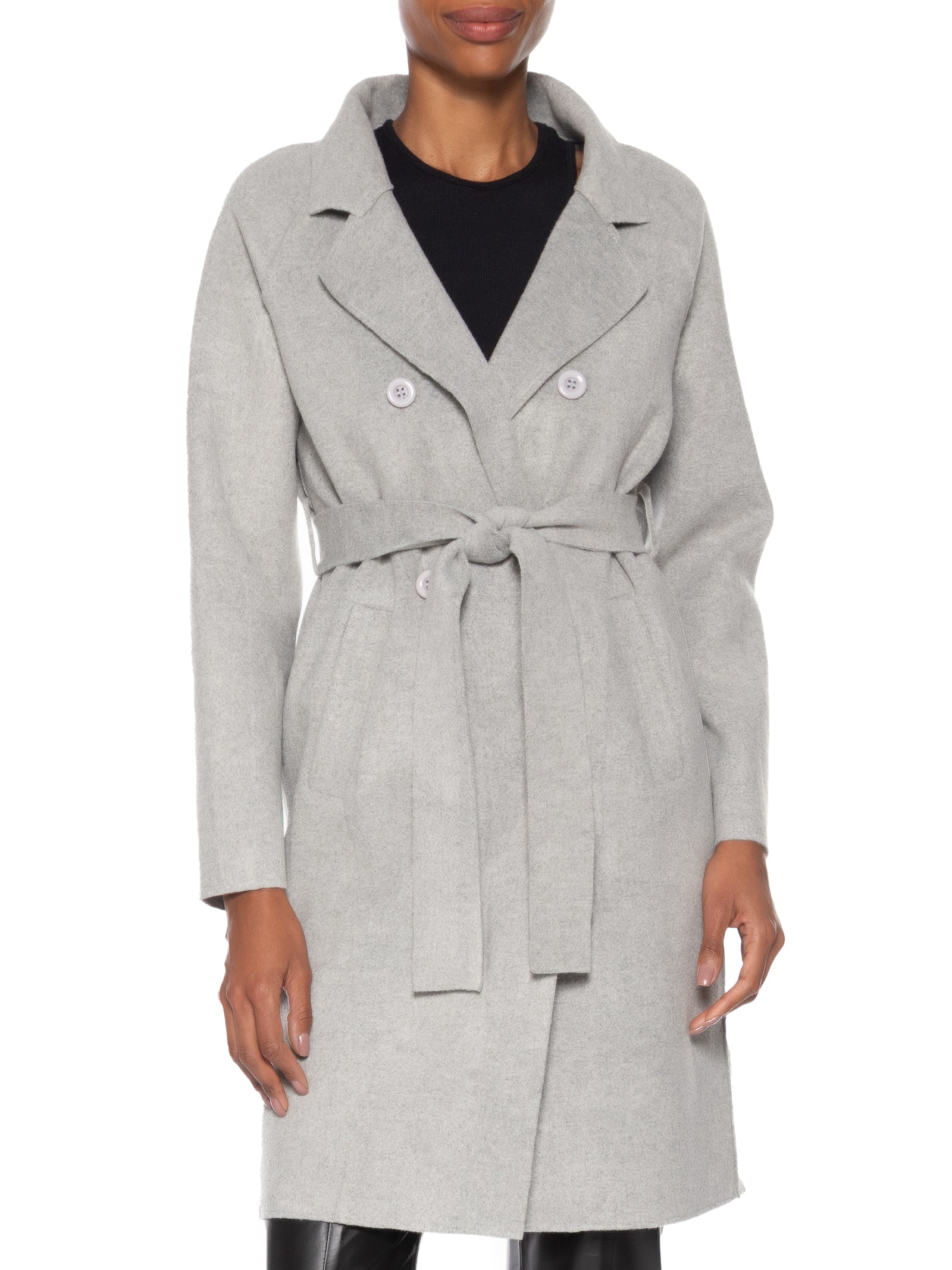 Casaco Feminino Alongado Com Bolsos Frontais Cinza '2Essential