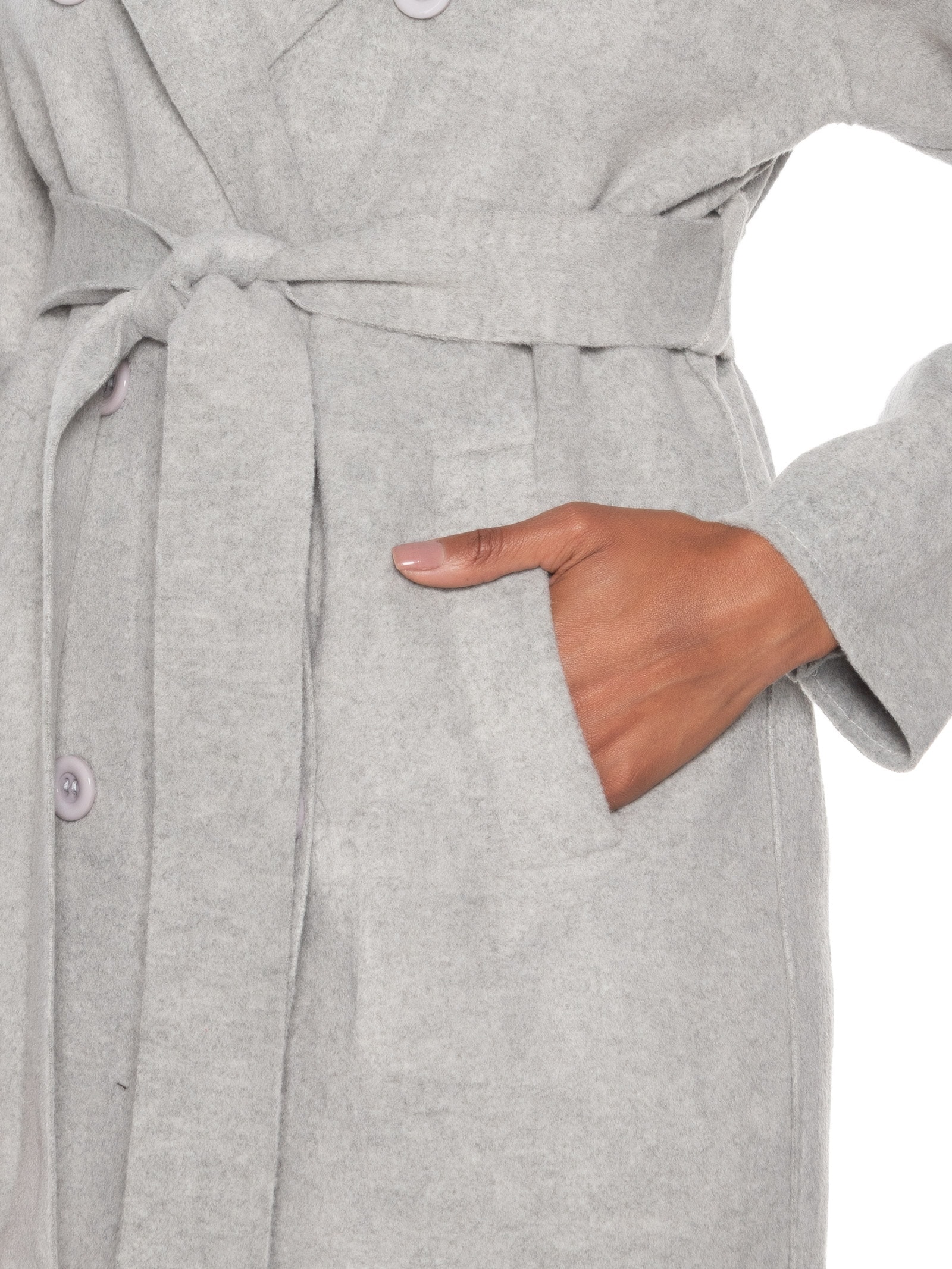 Casaco Feminino Alongado Com Bolsos Frontais Cinza '2Essential