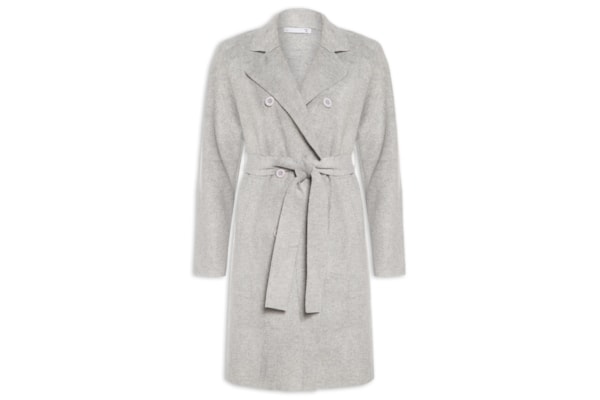 Casaco Feminino Alongado Com Bolsos Frontais - Cinza