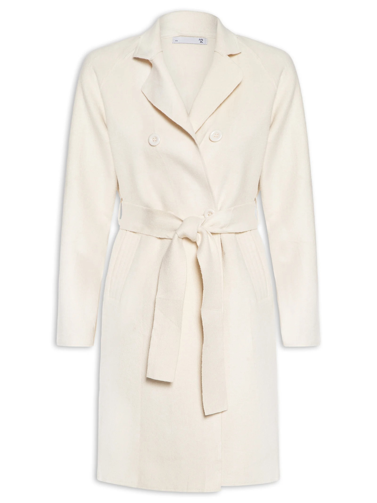 Casaco Feminino Alongado Com Bolsos Frontais Off White '2Essential