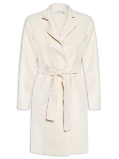 Casaco Feminino Alongado Com Bolsos Frontais – Off White