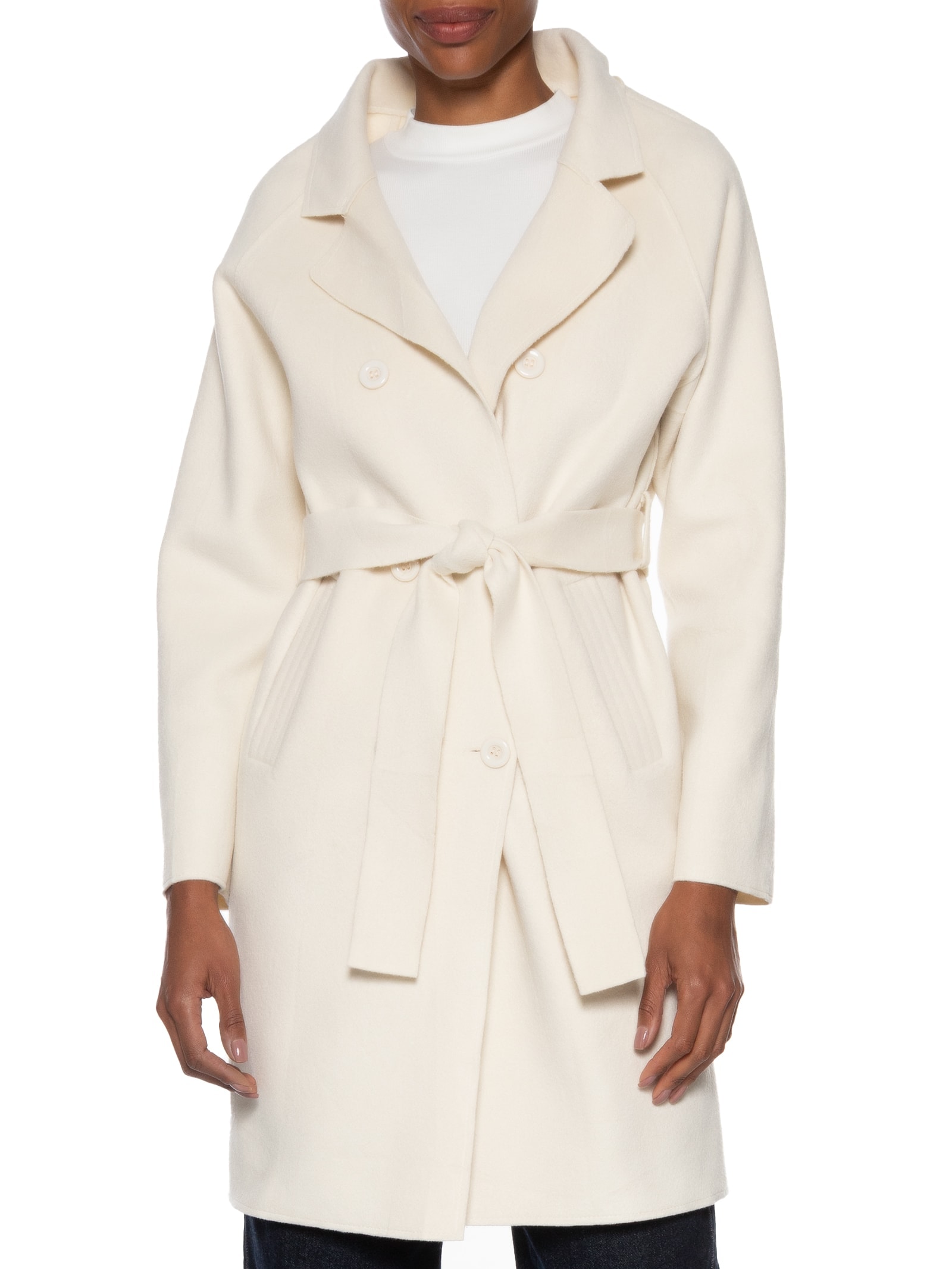 Casaco Feminino Alongado Com Bolsos Frontais Off White '2Essential