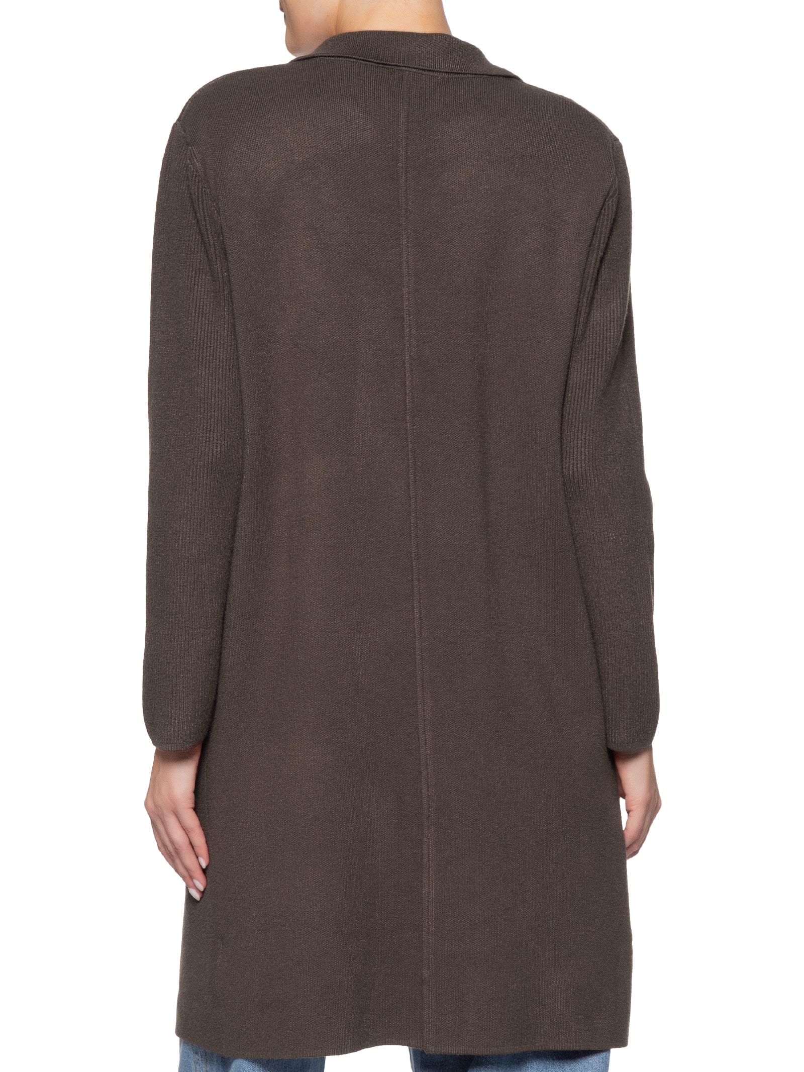 Casaco Feminino Alongado Com Bolsos Marrom Basiq