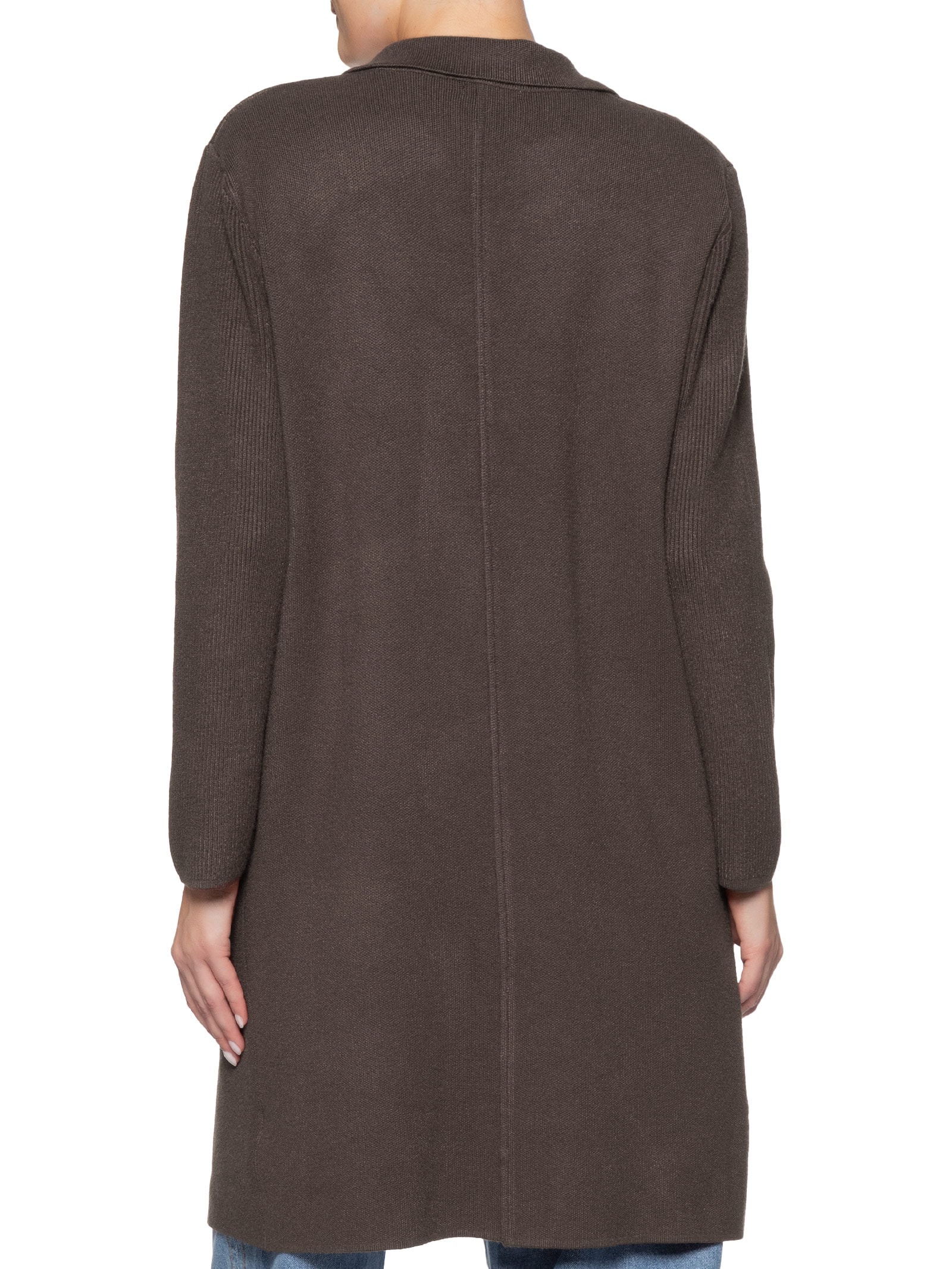 Casaco Feminino Alongado Com Bolsos Marrom Basiq