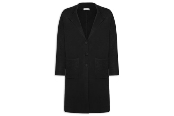 Casaco Feminino Alongado Com Bolsos - Preto