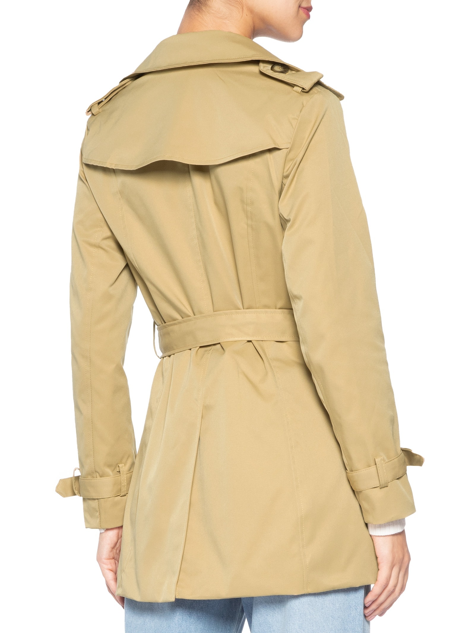 Casaco Feminino Alongado com Cinto Bege Basiq