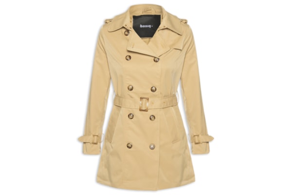 Casaco Feminino Alongado com Cinto - Bege