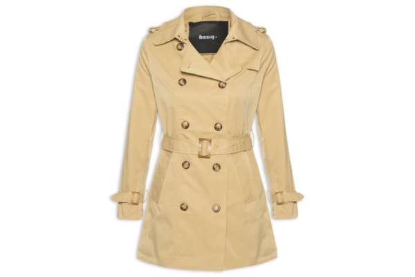 Casaco Feminino Alongado com Cinto - Bege