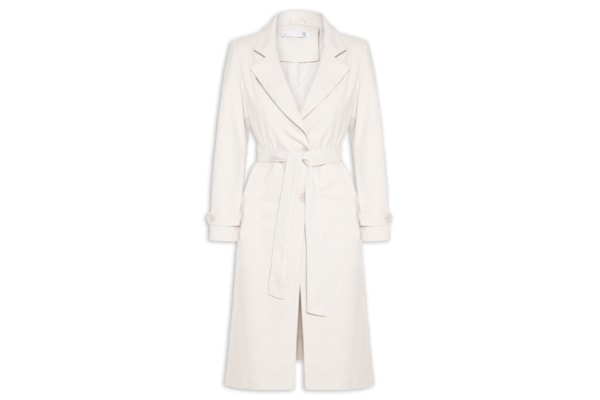 Casaco Feminino Alongado Com Cinto - Off White