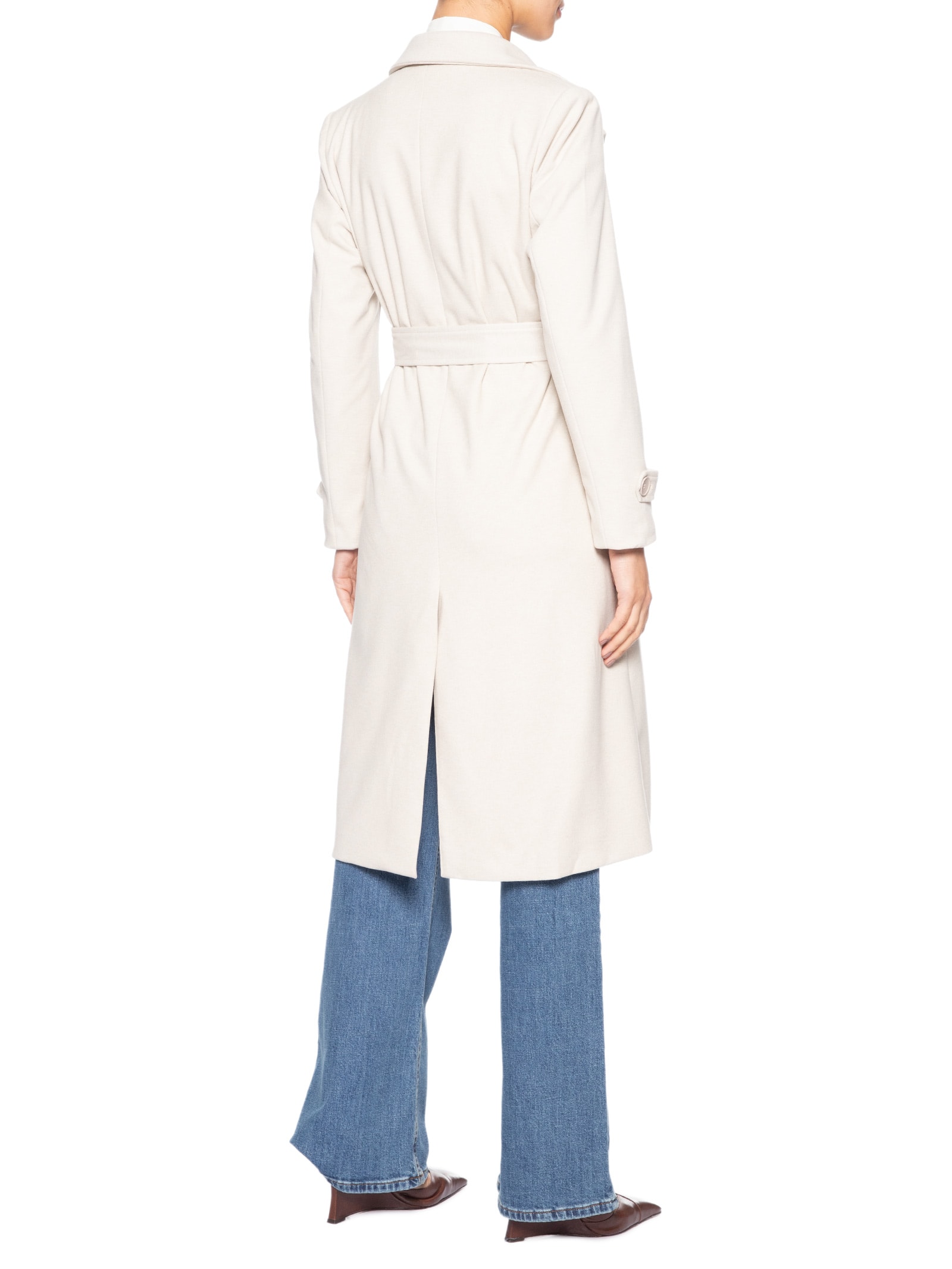 Casaco Feminino Alongado Com Cinto Off White '2Essential