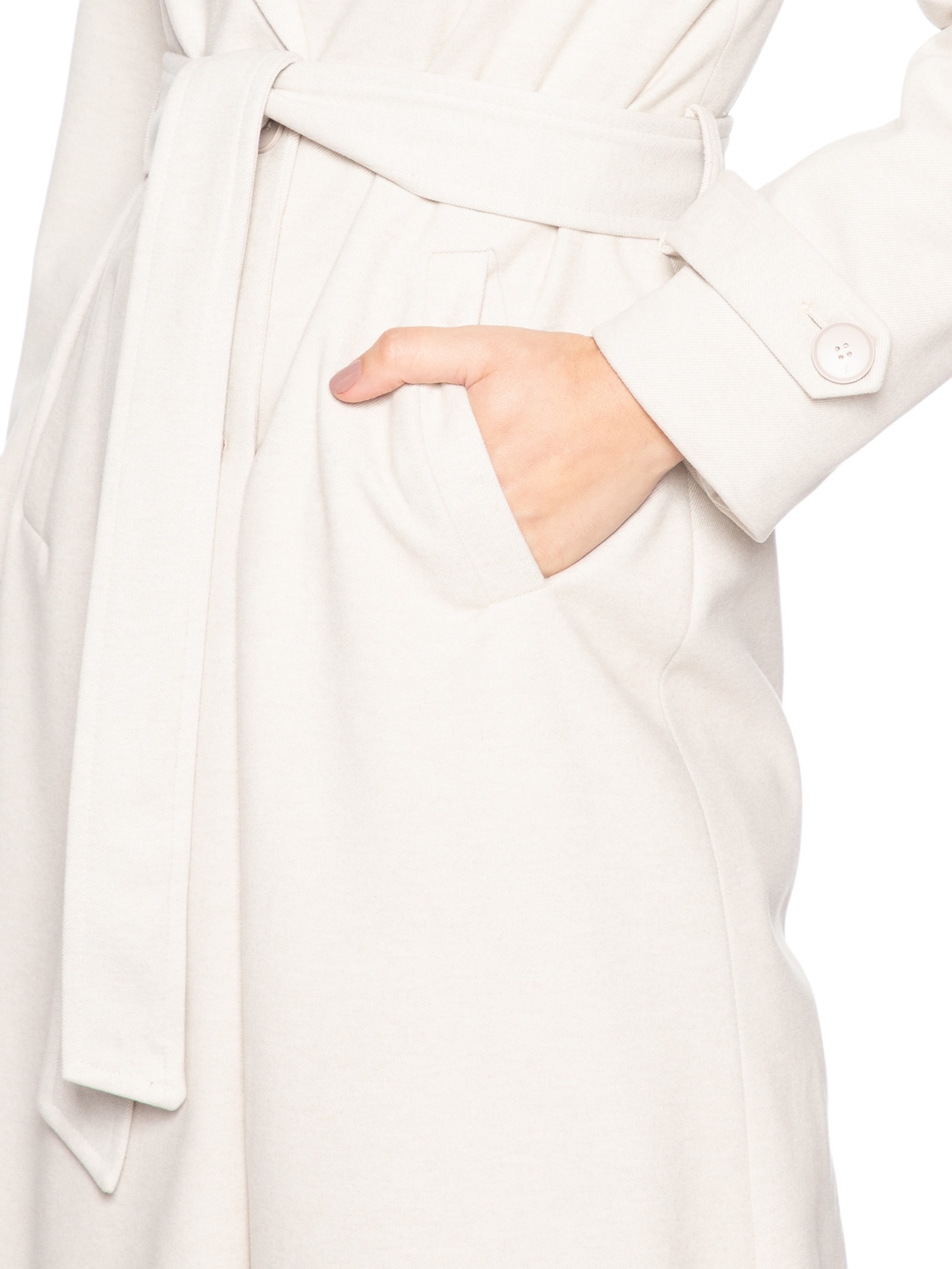 Casaco Feminino Alongado Com Cinto Off White '2Essential