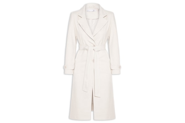 Casaco Feminino Alongado Com Cinto - Off White