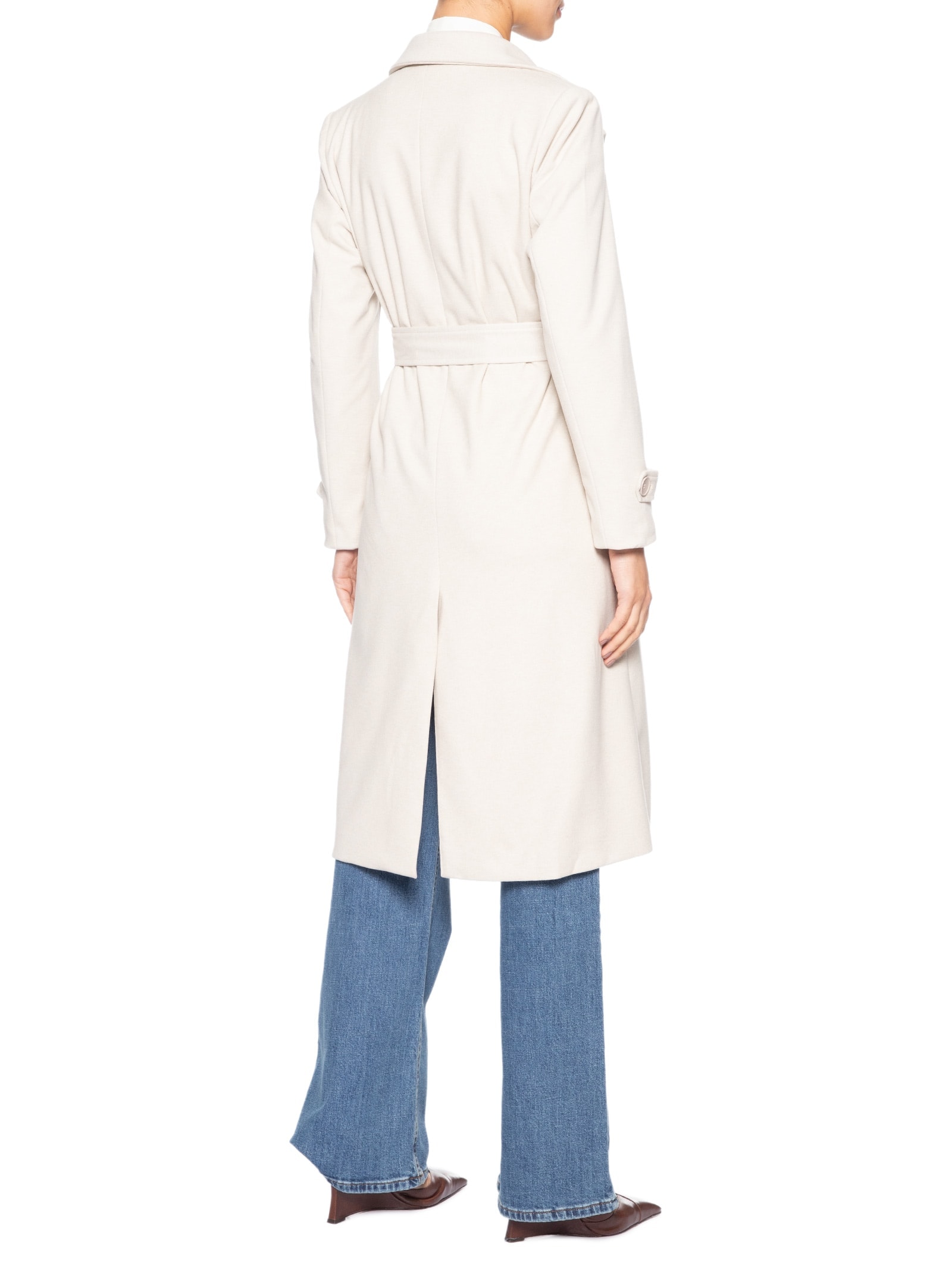Casaco Feminino Alongado Com Cinto Off White '2Essential
