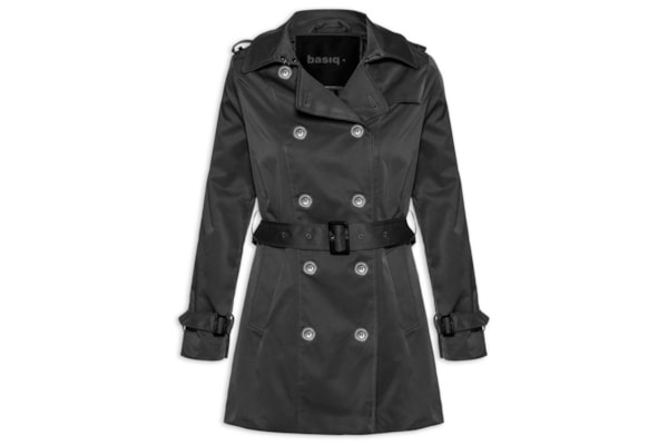 Casaco Feminino Alongado com Cinto - Preto