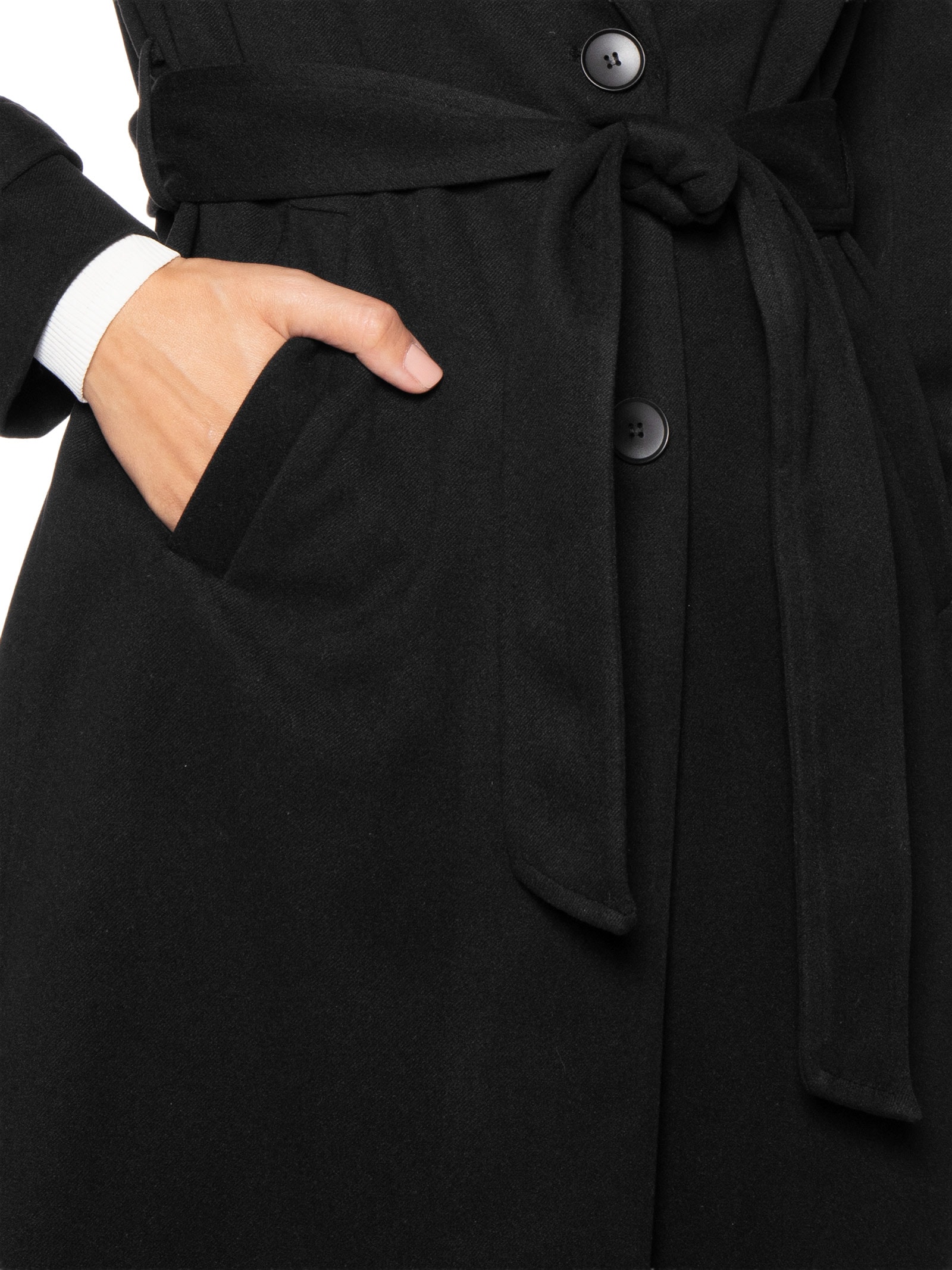 Casaco Feminino Alongado Com Cinto Preto '2Essential