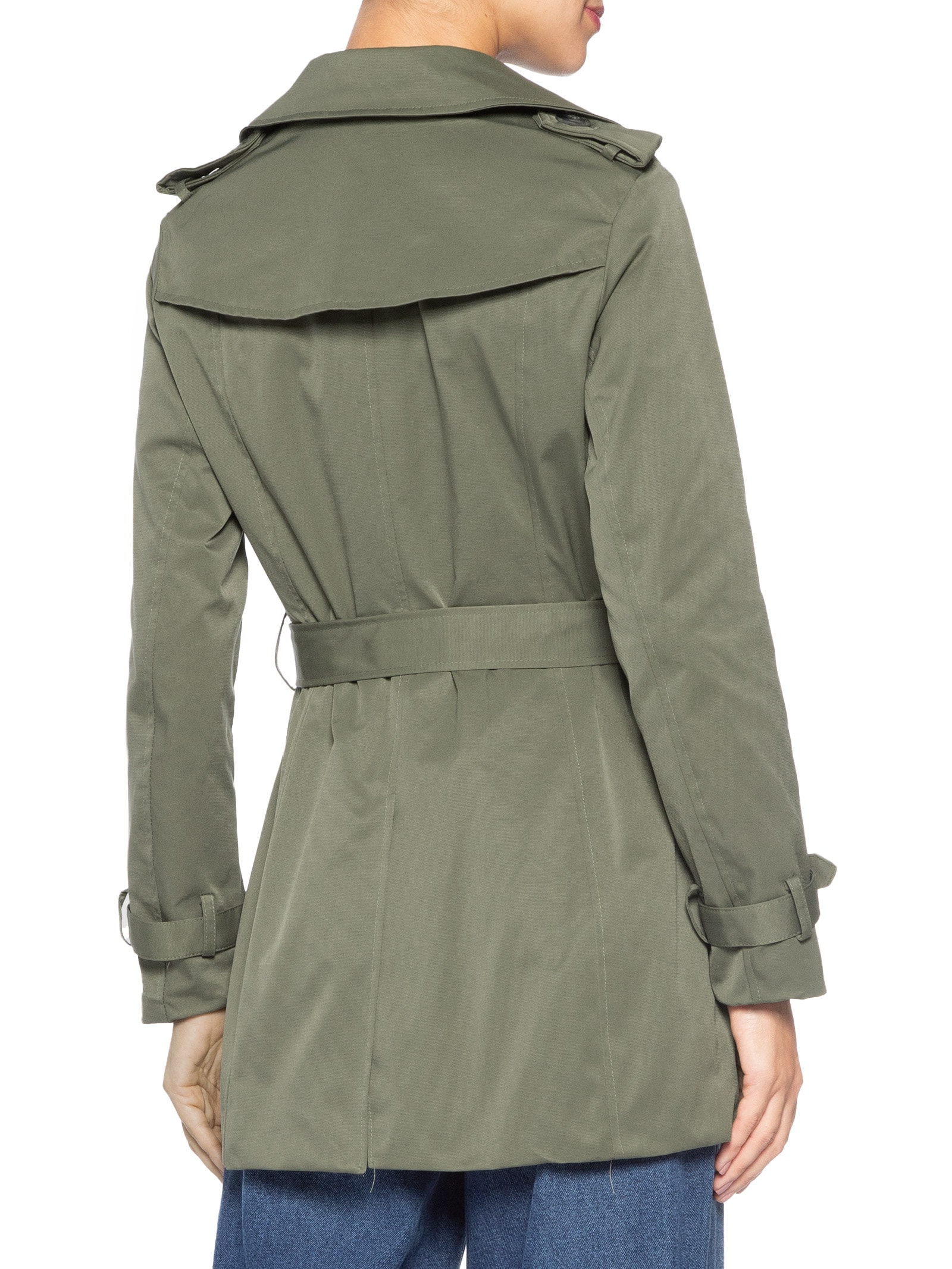 Casaco Feminino Alongado com Cinto Verde Basiq