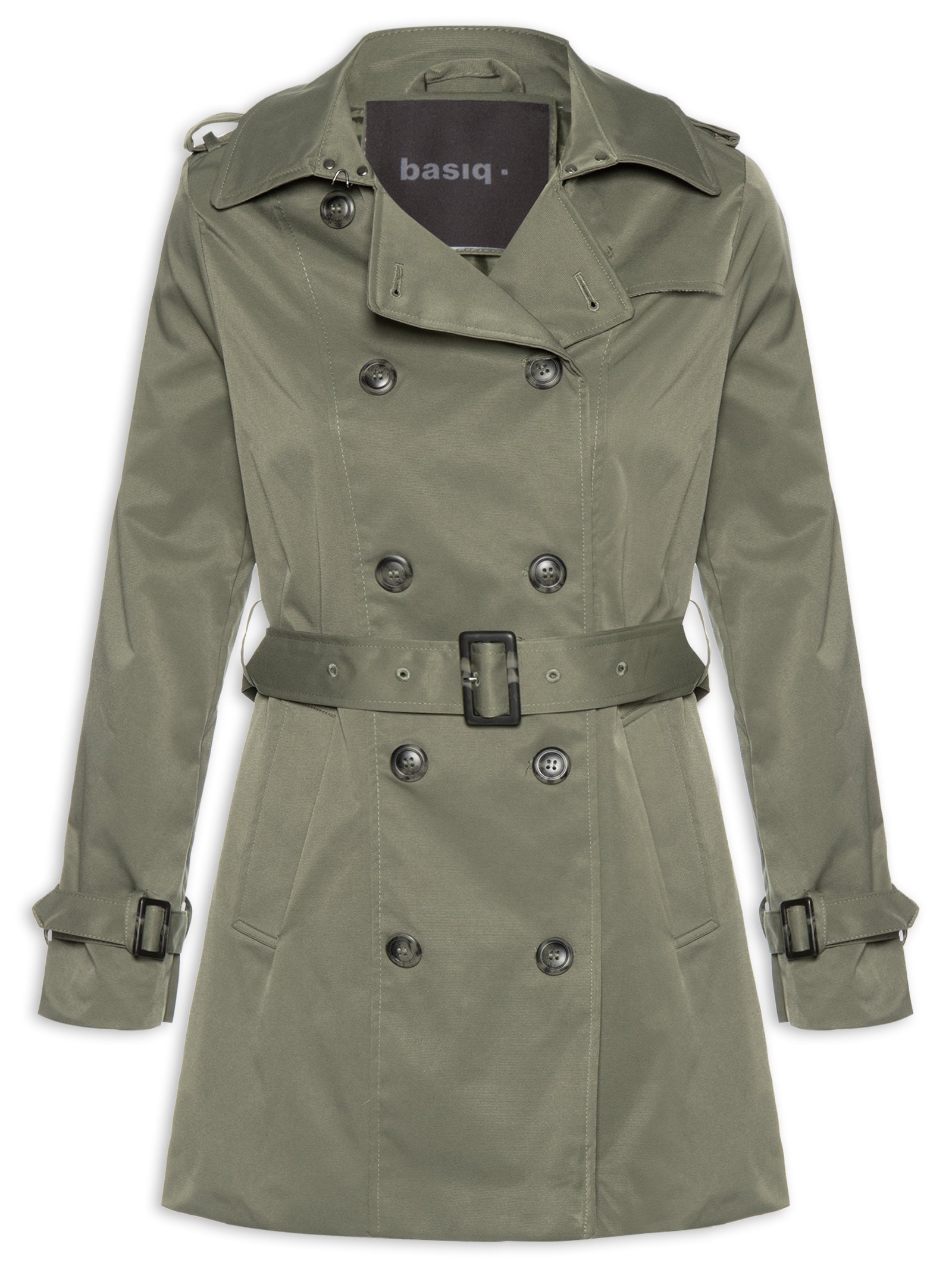 Casaco Feminino Alongado com Cinto Verde Basiq