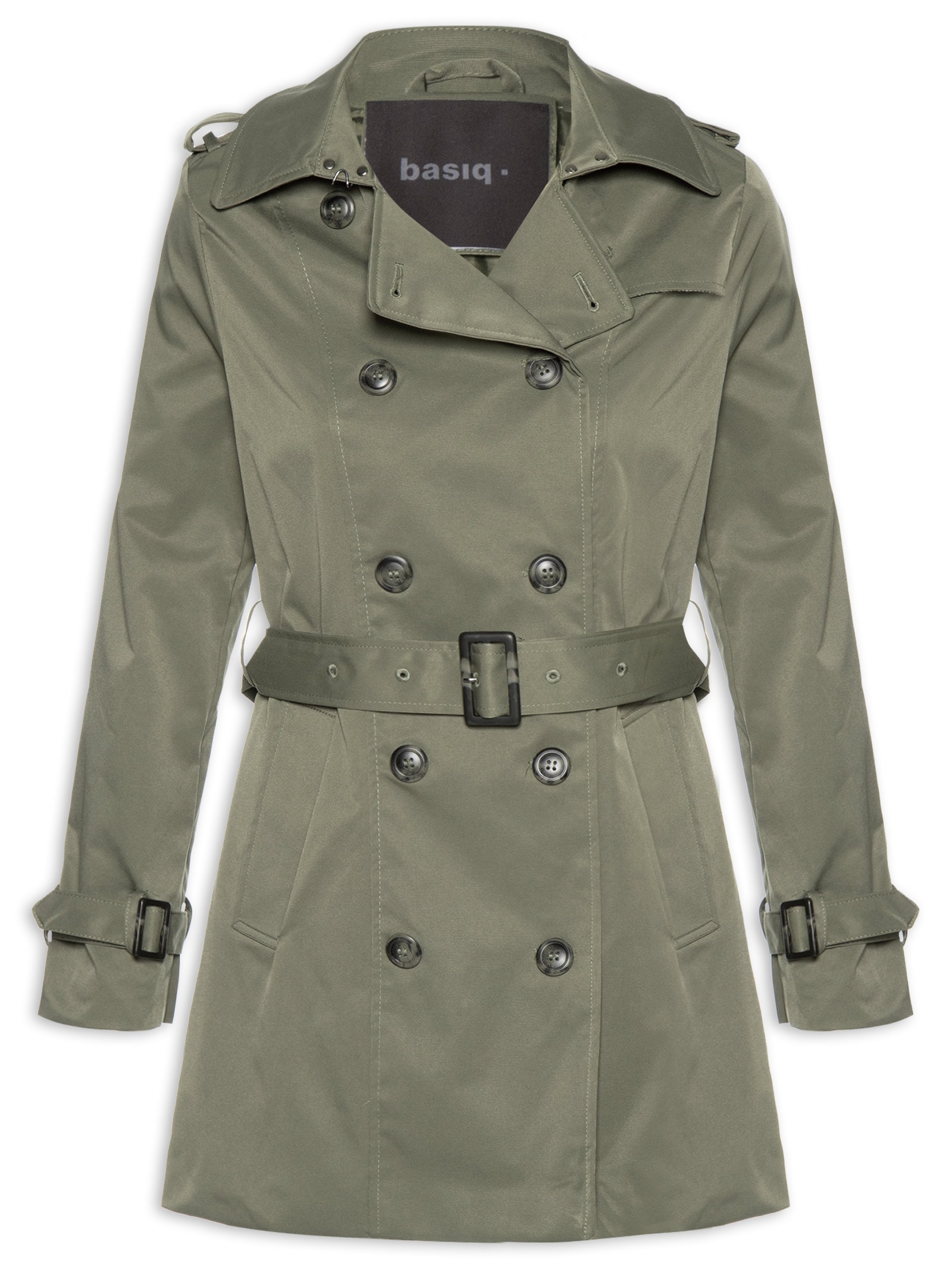 Casaco Feminino Alongado com Cinto Verde Basiq