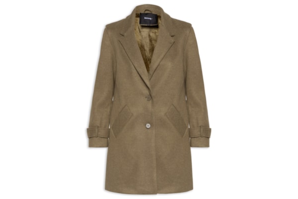 Casaco Feminino Alongado Com Martingale E Meio Forro Aveludado - Verde