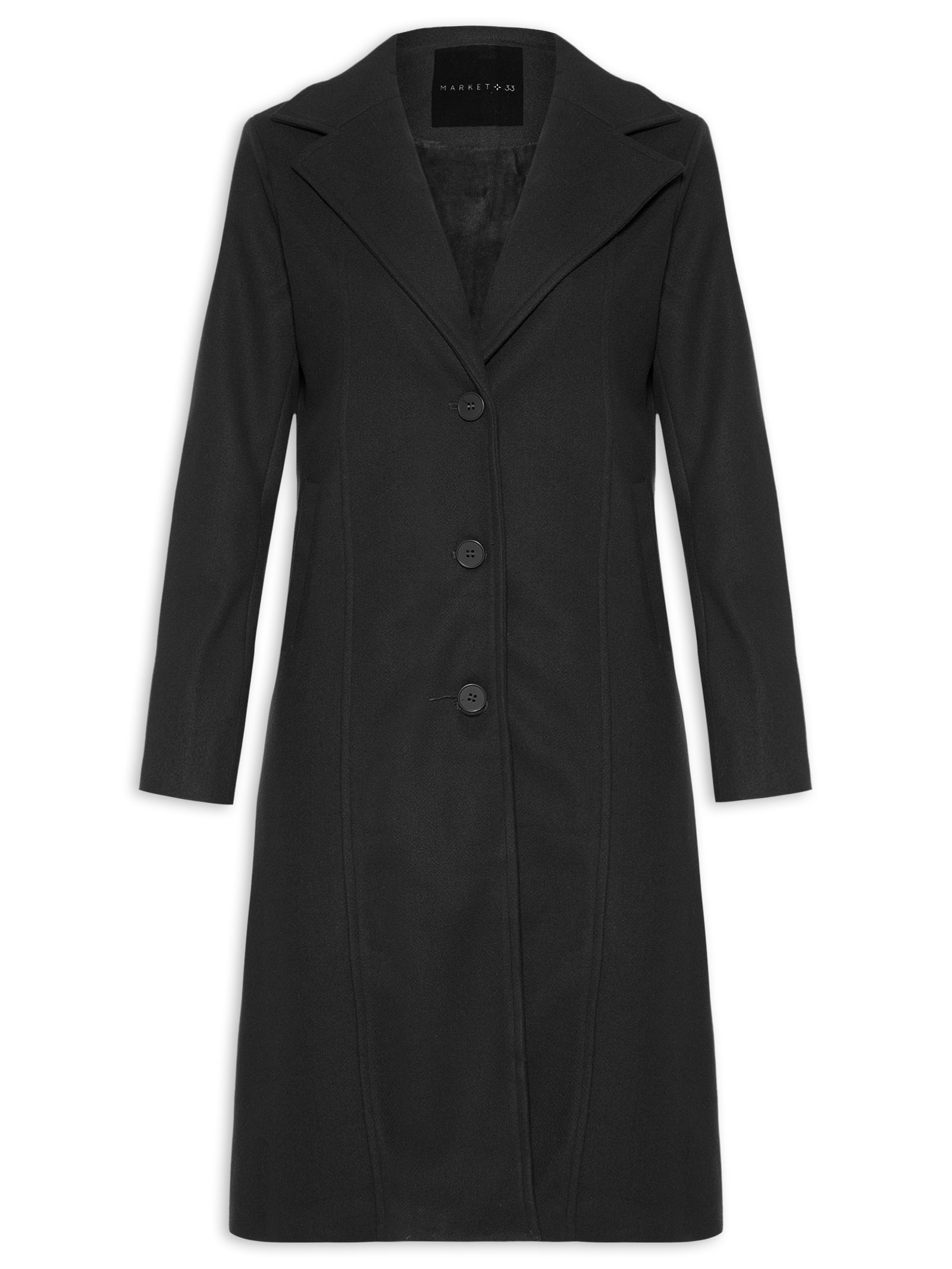 Casaco Feminino Alongado Preto Market 33
