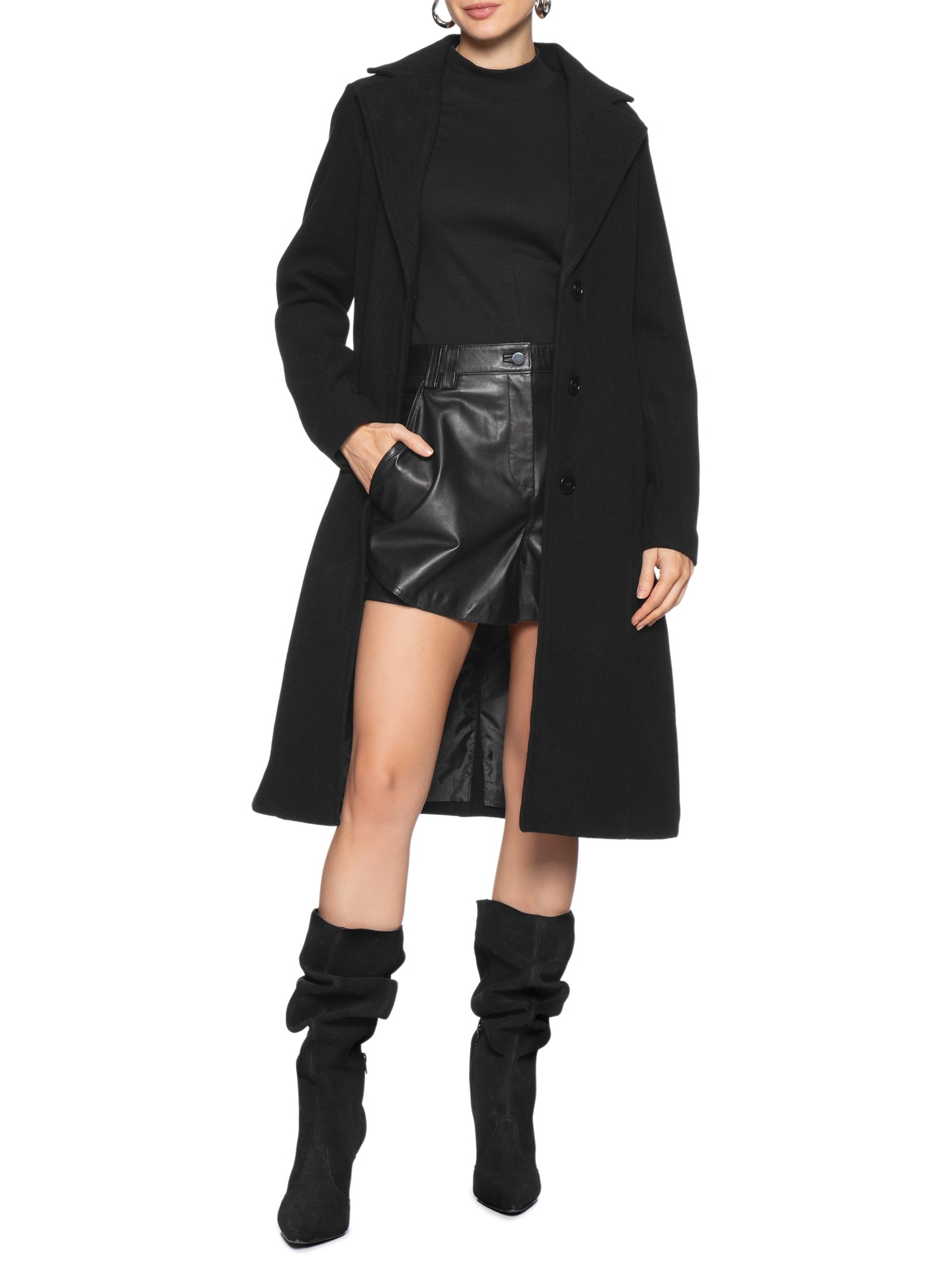 Casaco Feminino Alongado Preto Market 33