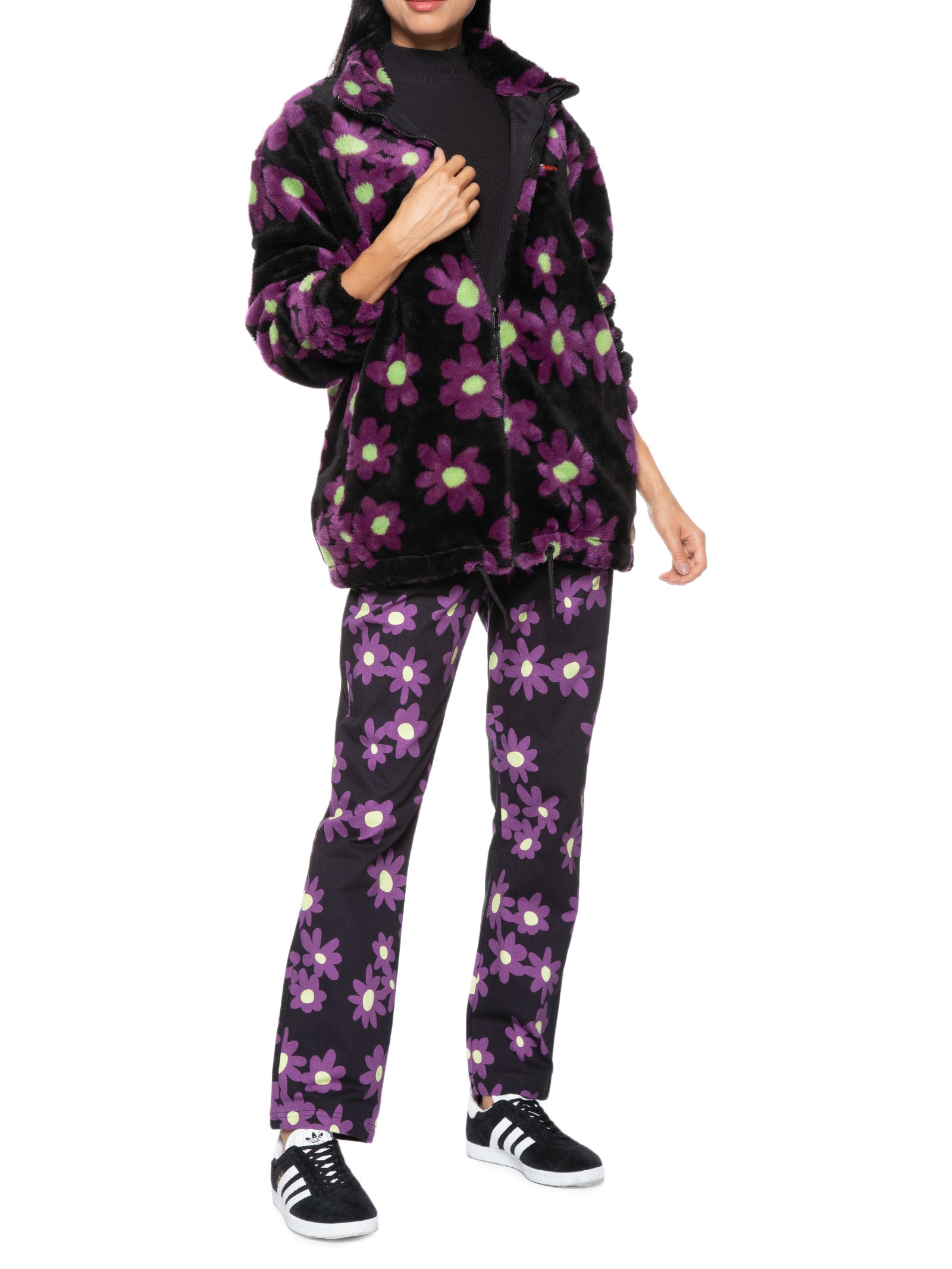 Casaco Feminino Anorak Turtleneck Flower - Baw Clothing - Preto