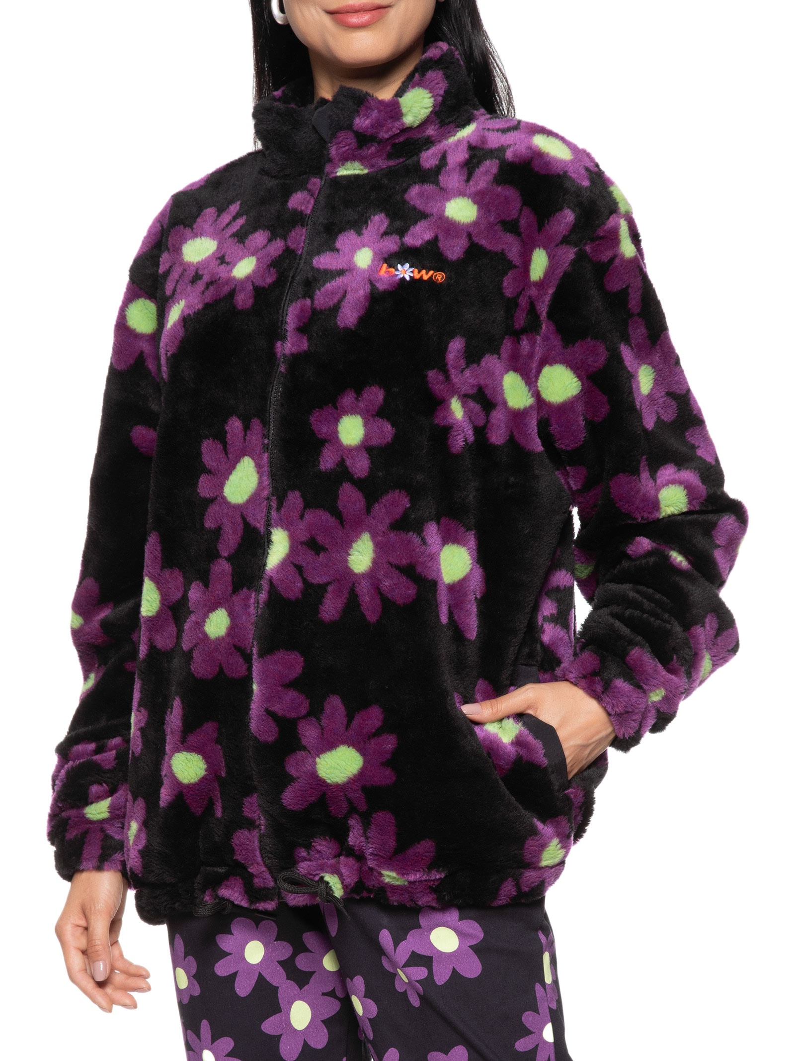 Casaco Feminino Anorak Turtleneck Flower - Baw Clothing - Preto