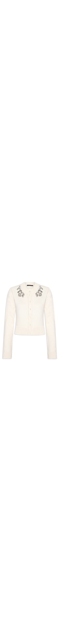 Casaco Feminino Bordado Pedras Tricot - Off White