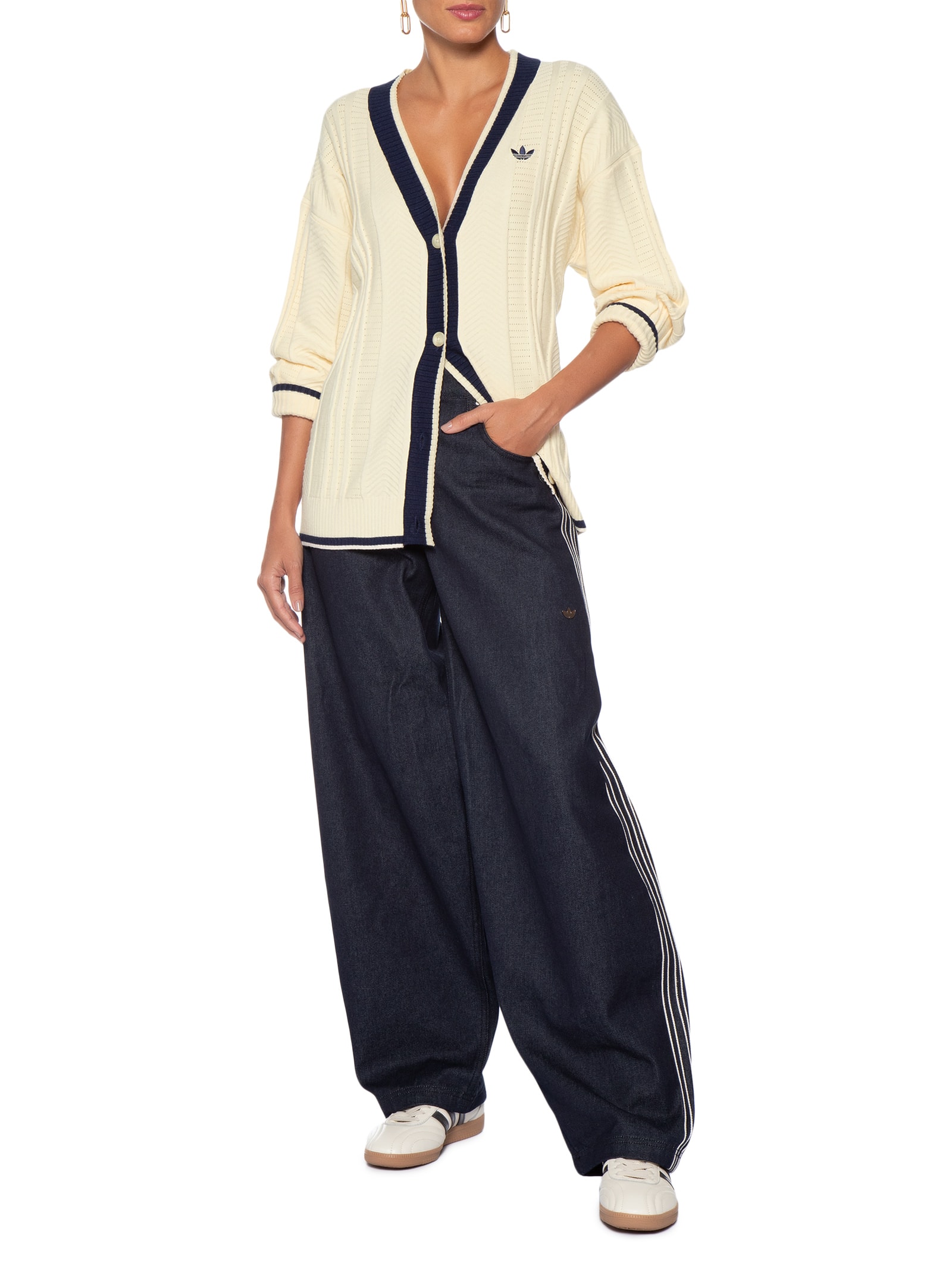 Casaco Feminino Cardigan Tricot Amarelo Adidas Originals