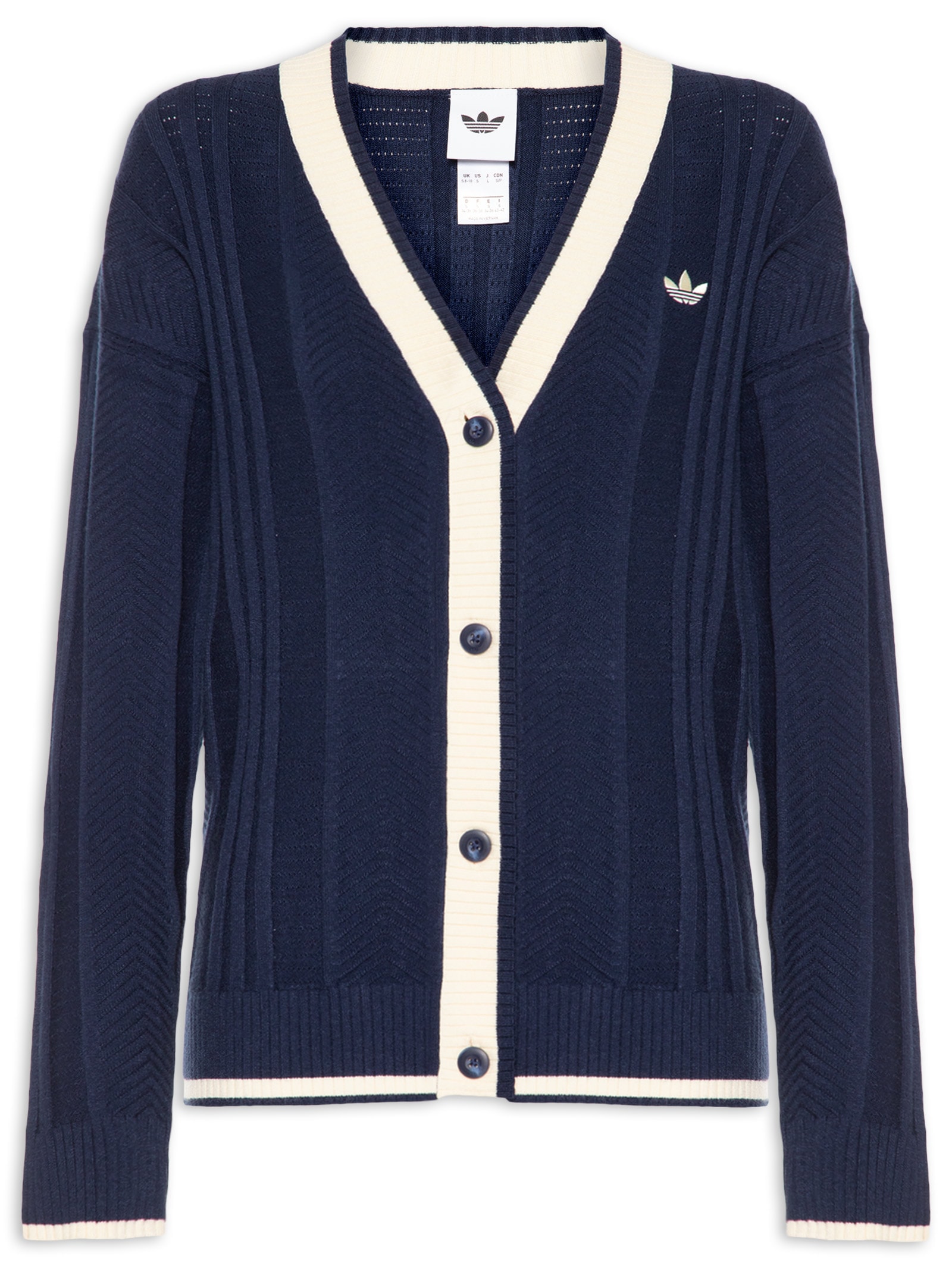 Casaco Feminino Cardigan Tricot Azul Adidas Originals