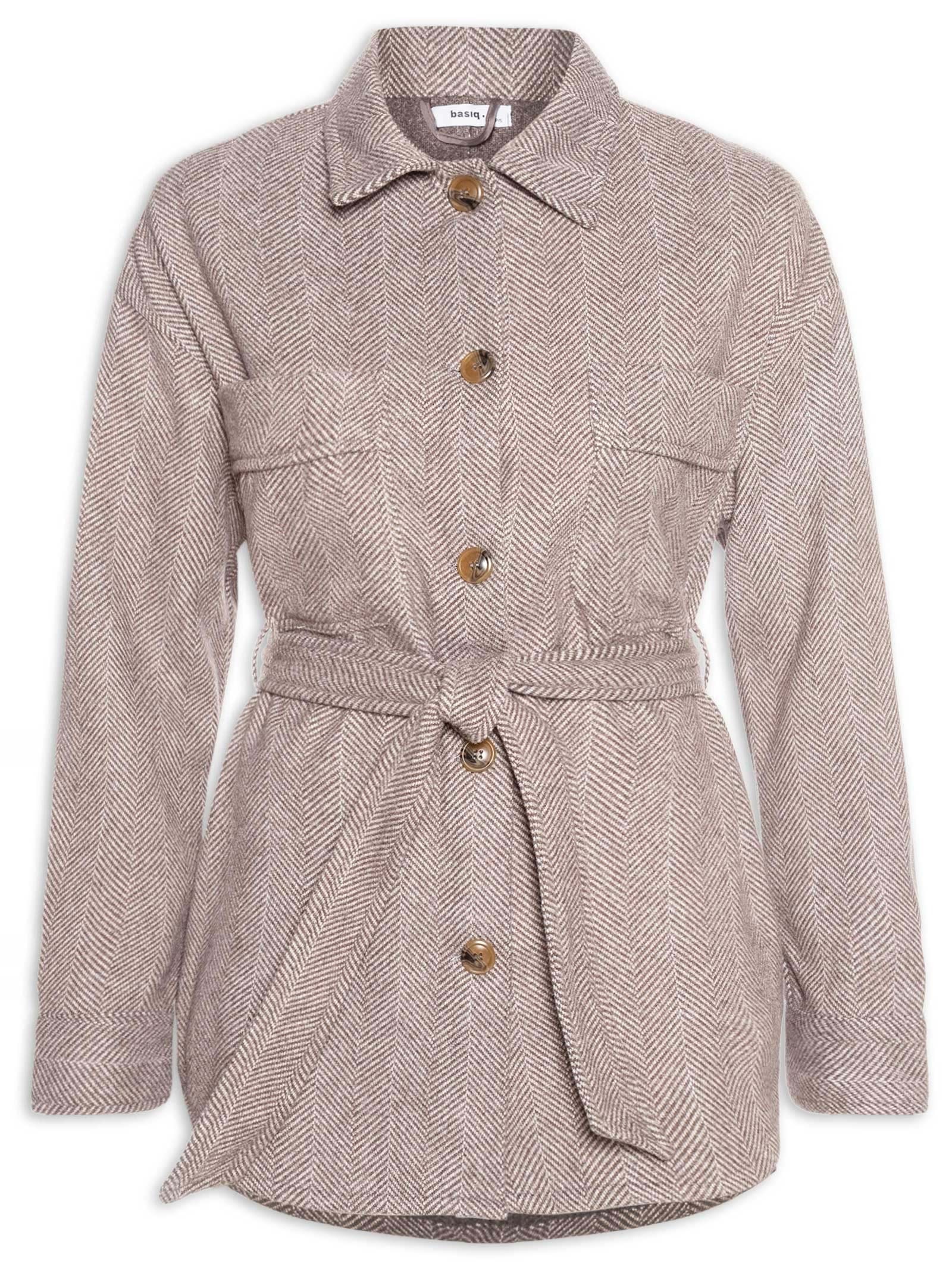 Casaco Feminino Com Amarração Cinza Basiq