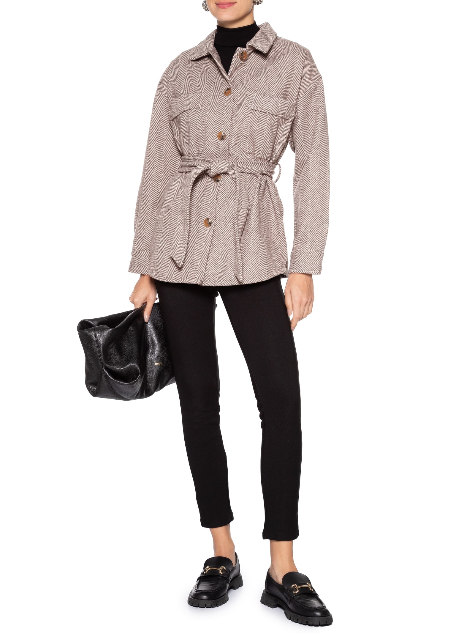 Casaco Feminino Com Amarração Cinza Basiq