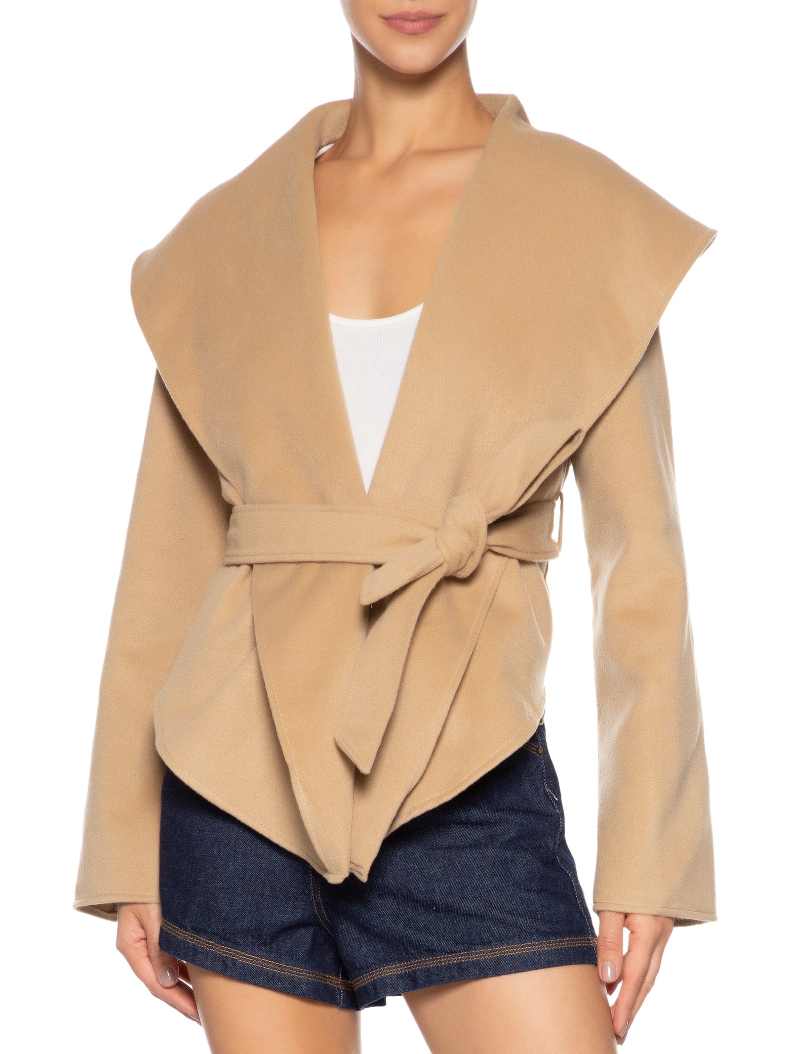 Casaco Feminino Com Amarração Frontal Marrom Market 33