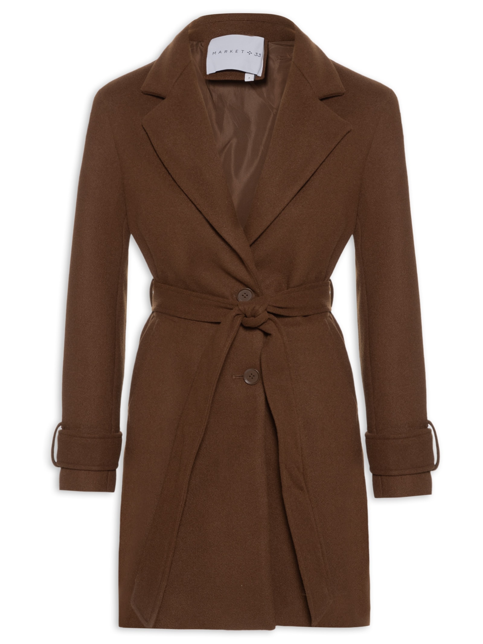 Casaco Feminino Com Amarração Frontal Marrom Market 33