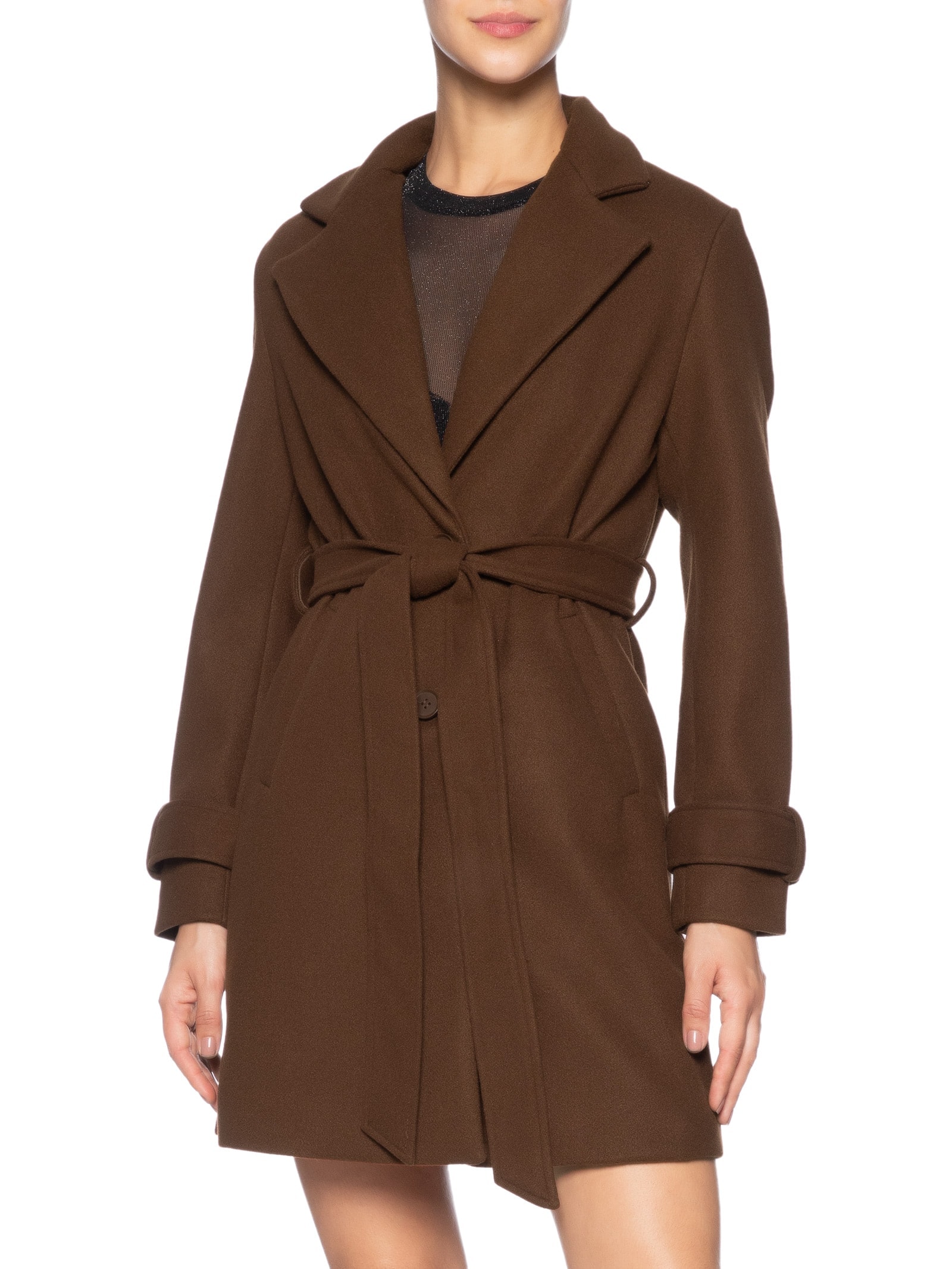 Casaco Feminino Com Amarração Frontal Marrom Market 33