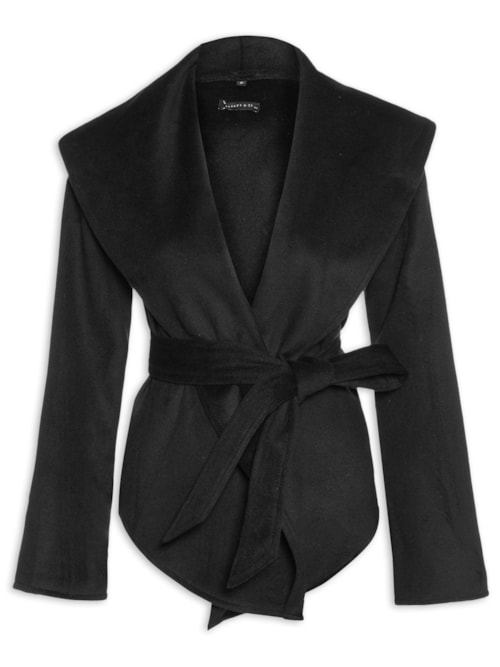Casaco Feminino Com Amarração Frontal – Preto