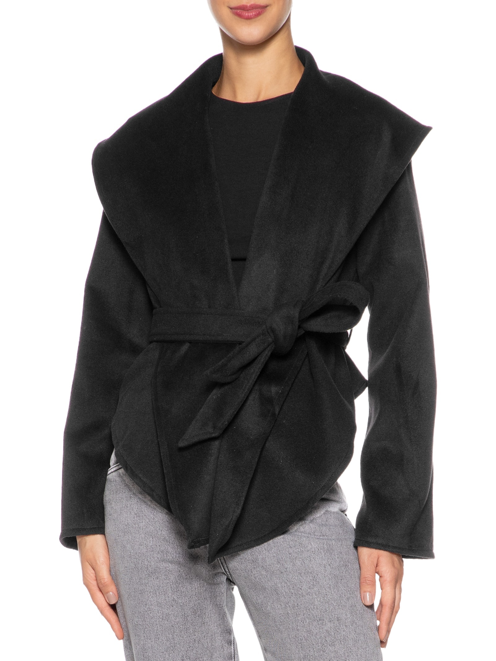Casaco Feminino Com Amarração Frontal Preto Market 33