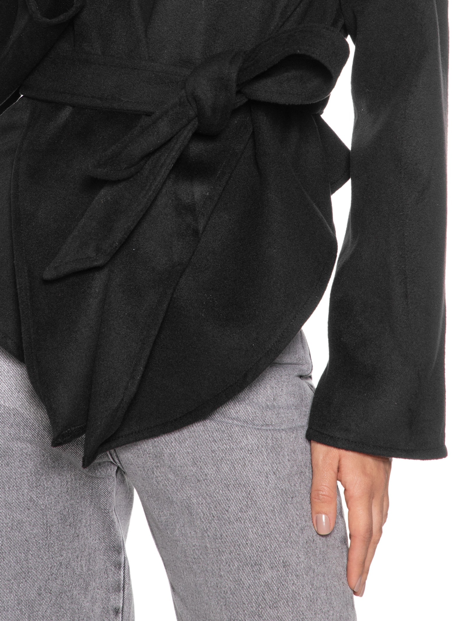 Casaco Feminino Com Amarração Frontal Preto Market 33
