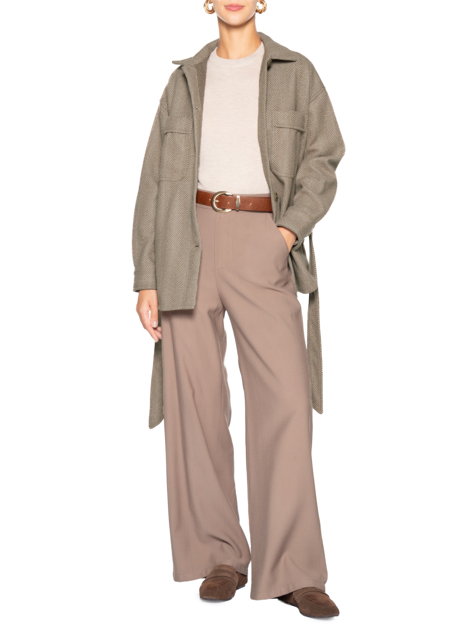 Casaco Feminino Com Amarração Marrom Basiq