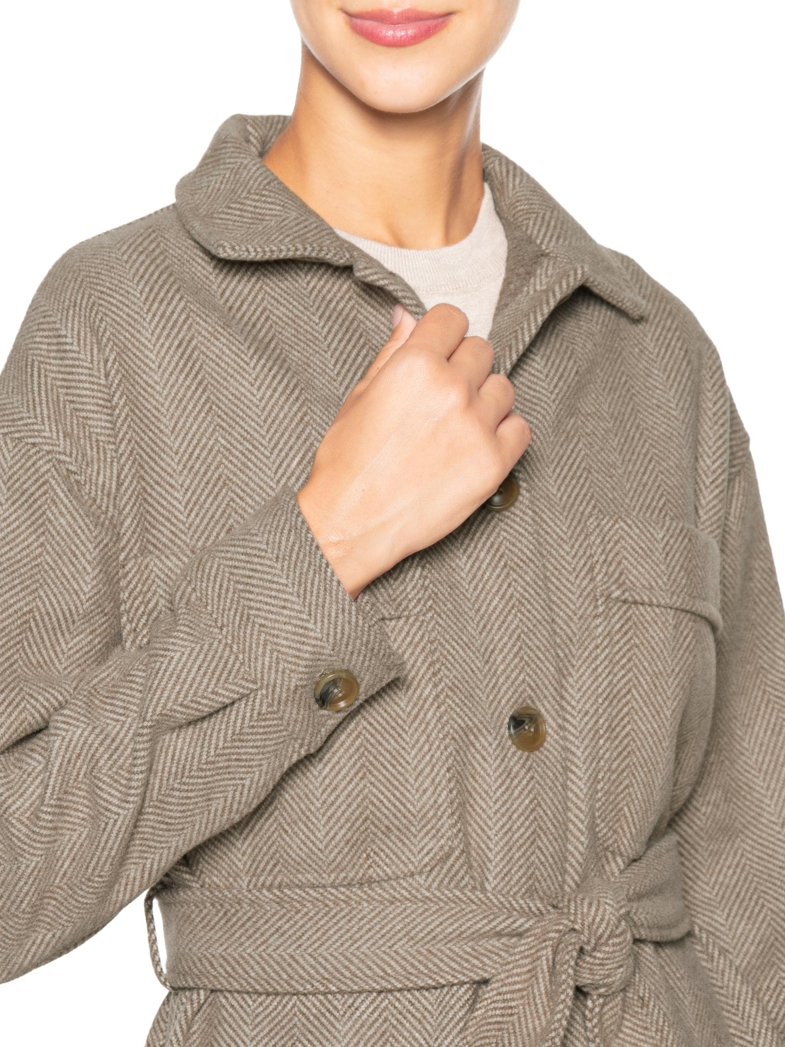 Casaco Feminino Com Amarração Marrom Basiq